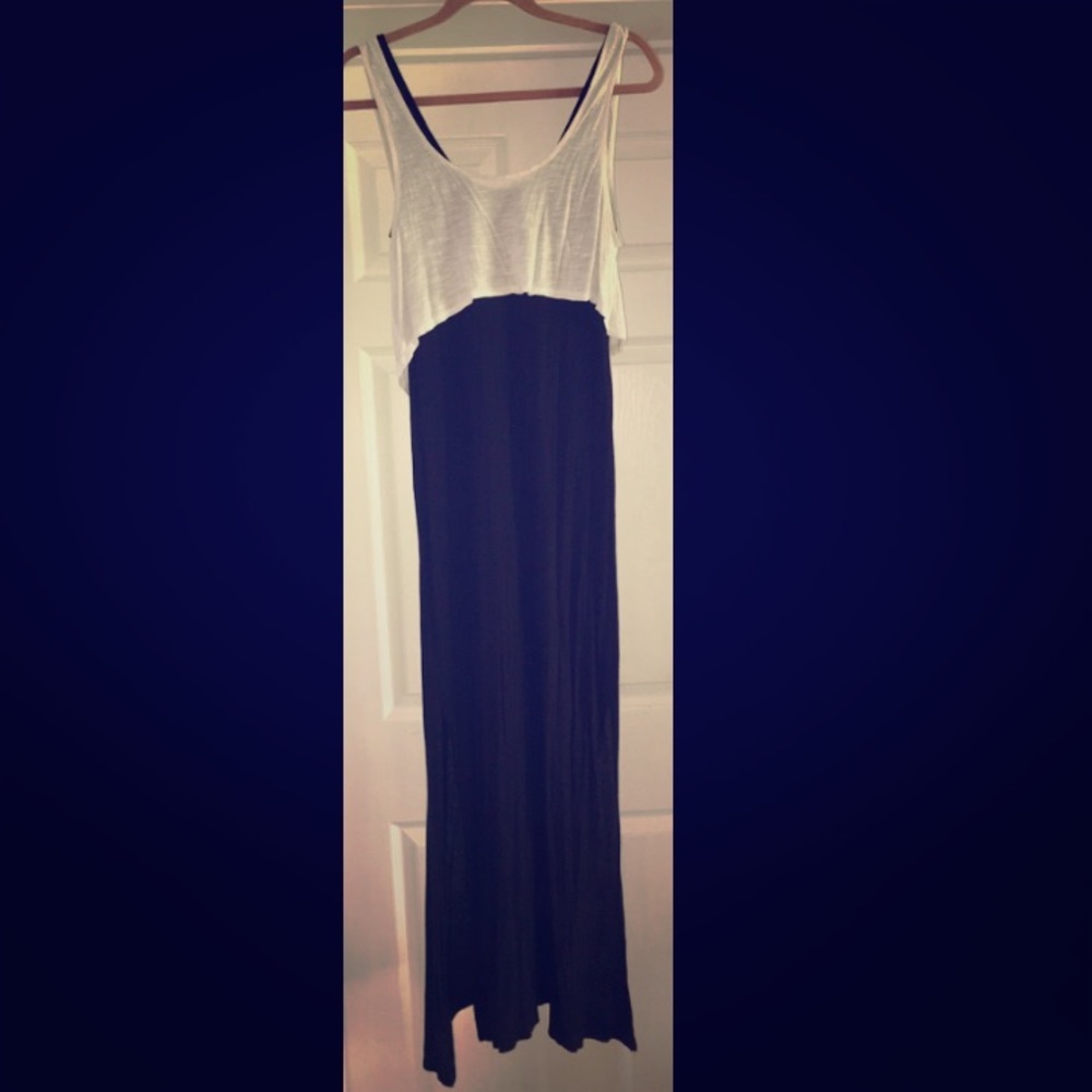 Black and white long layer maxi dress